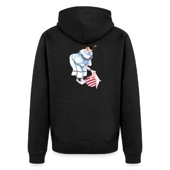 Zirkus Clown mit Schwein und Ball - Unisex Premium Bio Zip Hoodie - Schwarz - Hinten - Nico (187cm)