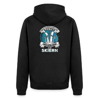 Papa Opa Skifahrer - Unisex Premium Bio Zip Hoodie - Schwarz - Hinten - Nico (187cm)