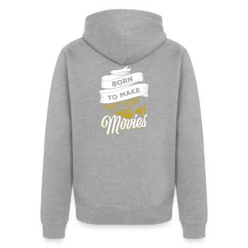 Filmen Filmemacher - Unisex Premium Bio Zip Hoodie - Grau meliert - Hinten - Nico (187cm)