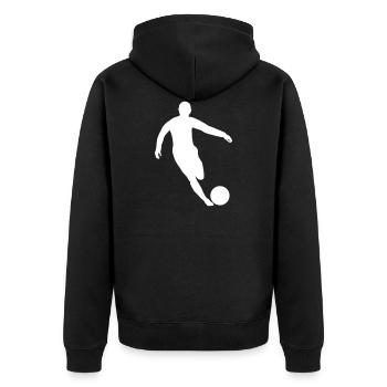 Fussballspieler - Unisex Premium Bio Zip Hoodie - Schwarz - Hinten - Nico (187cm)