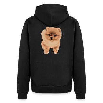 Pomeranian puppy dwarf Spitz dog gift - Unisex Premium Organic Zip Hoodie - black - Back - Nico (187cm)