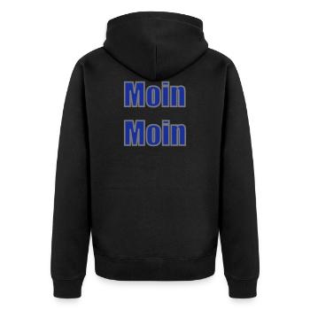 Moin Moin Welcome North - Unisex Premium Organic Zip Hoodie - black - Back - Nico (187cm)