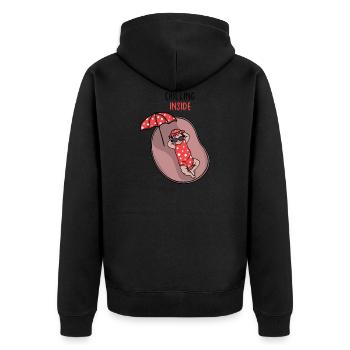 #FancyDesigns #chilling Schwangerschaft Mädchen - Unisex Premium Bio Zip Hoodie - Schwarz - Hinten - Nico (187cm)