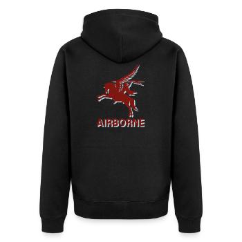 Arnhem Oosterbeek Parachute Regiment Airborne Para - Unisex Premium Bio Zip Hoodie - Schwarz - Hinten - Nico (187cm)