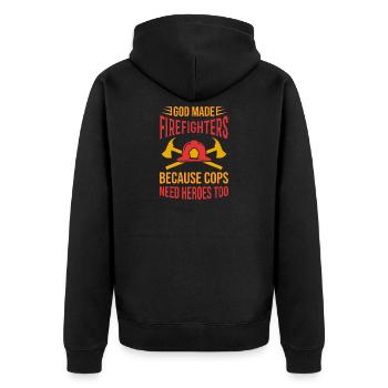 Firefighters firefighter woman firefighter - Unisex Premium Organic Zip Hoodie - black - Back - Nico (187cm)