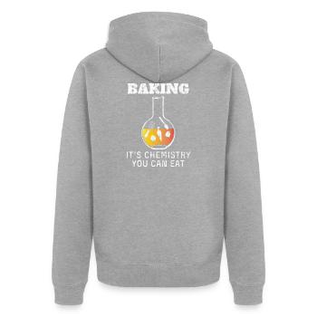 Cuire au four, c'est de la chimie à manger Baker Patissier - Veste à capuche bio Premium Unisexe - gris chiné - Dos - Nico (187cm)