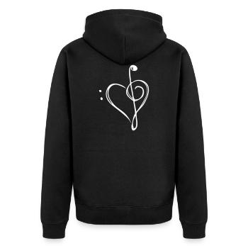musik herz notenschlüssel - Unisex Premium Bio Zip Hoodie - Schwarz - Hinten - Nico (187cm)