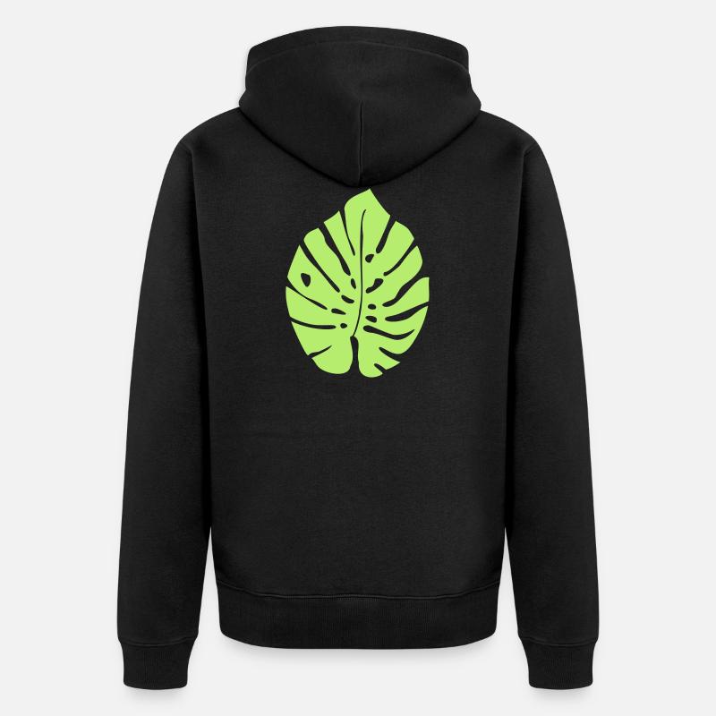 Monstera Feuille / Monstera Leaf 1c - Veste à capuche bio Premium Unisexe - noir