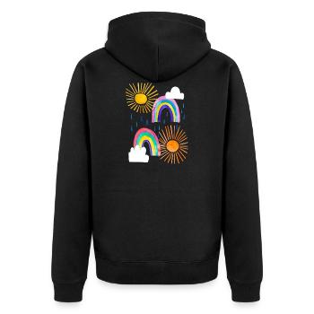 Arc-en-ciel, nuages, soleil, pluie aux couleurs vives - Veste à capuche bio Premium Unisexe - noir - Dos - Nico (187cm)