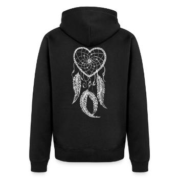 Traumfänger - Unisex Premium Bio Zip Hoodie - Schwarz - Hinten - Nico (187cm)