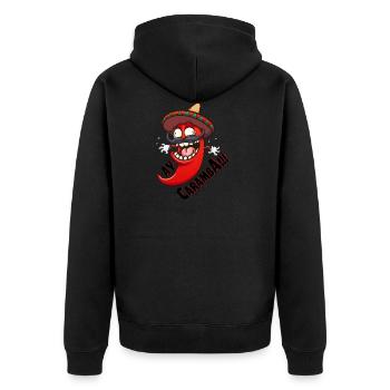 Ay Caramba spicy chilli - Unisex Premium Organic Zip Hoodie - black - Back - Nico (187cm)