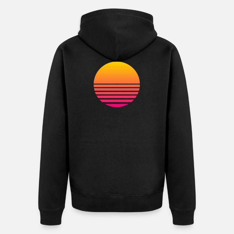Outrun Retro Sonne - Unisex Premium Bio Zip Hoodie - Schwarz