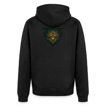 Tigerkopf Tribal (farbig) - Unisex Premium Bio Zip Hoodie - Schwarz - Hinten - Nico (187cm)