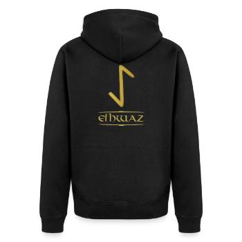 Eihwaz - Rune /Älteres Futhark /Serie aus 24 Runen - Unisex Premium Bio Zip Hoodie - Schwarz - Hinten - Nico (187cm)