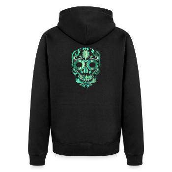 Skull - Unisex Premium Bio Zip Hoodie - Schwarz - Hinten - Nico (187cm)