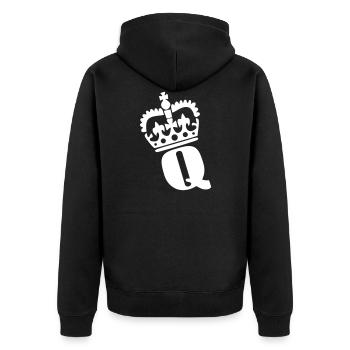 Q – Name - Buchstabe - Unisex Premium Bio Zip Hoodie - Schwarz - Hinten - Nico (187cm)
