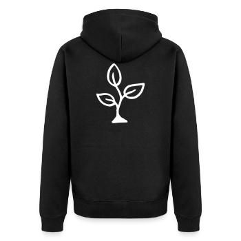 Keimling dreiblättrig / sprout - spross - plant - Unisex Premium Bio Zip Hoodie - Schwarz - Hinten - Nico (187cm)