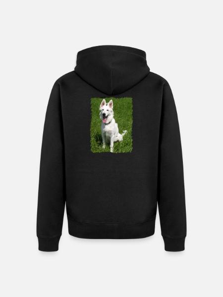 white angel - Unisex Premium Organic Zip Hoodie - black