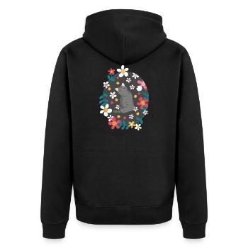 American Shorthair Cat and Flowers - Noir - Veste à capuche bio Premium Unisexe - noir - Dos - Nico (187cm)