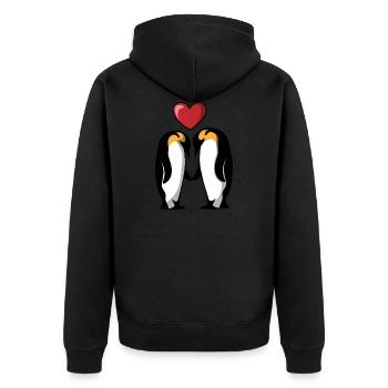 Couple pingouin Penguin couple - Couple amoureux - Amoureux - Veste à capuche bio Premium Unisexe - noir - Dos - Nico (187cm)