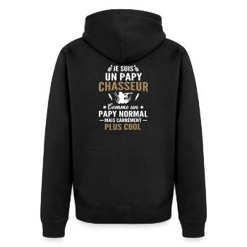 je suis un papy chasseur / humour papy chasseur - Veste à capuche bio Premium Unisexe - noir - Dos - Nico (187cm)