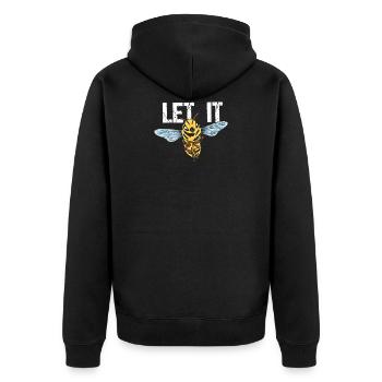 Bee | Let It Bee - Unisex Premium Organic Zip Hoodie - black - Back - Nico (187cm)
