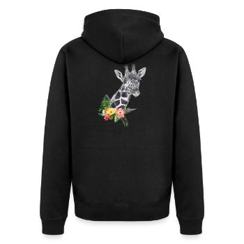 Girafe avec des fleurs - Veste à capuche bio Premium Unisexe - noir - Dos - Nico (187cm)