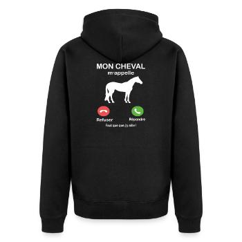 Mon Cheval m'appelle faut que j'y aille - Veste à capuche bio Premium Unisexe - noir - Dos - Nico (187cm)