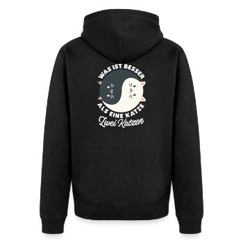 Was ist besser als eine Katze zwei Katzen Kätzchen - Unisex Premium Bio Zip Hoodie - Schwarz - Hinten - Nico (187cm)