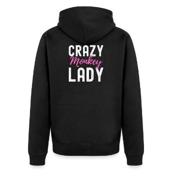 monkey - Unisex Premium Organic Zip Hoodie - black - Back - Nico (187cm)