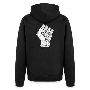 Raised Fist symbol - Unisex Premium Organic Zip Hoodie - black - Back - Nico (187cm)