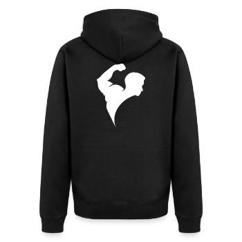 Gym Sport Kraftsport - Unisex Premium Bio Zip Hoodie - Schwarz - Hinten - Nico (187cm)