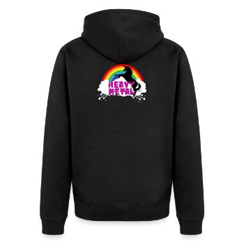 Damen chemise en métal lourd Unicorn Einhorn Regenbogen - Veste à capuche bio Premium Unisexe - noir - Dos - Nico (187cm)