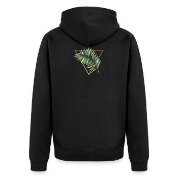 tropical palm leaf watercolor eucalyptus - Unisex Premium Organic Zip Hoodie - black - Back - Nico (187cm)