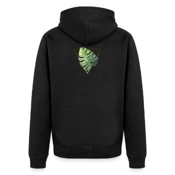 tropical monstera leaf modern triangle pattern - Unisex Premium Organic Zip Hoodie - black - Back - Nico (187cm)