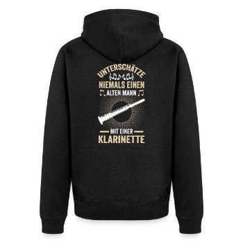 Posaune Alter Mann Posaunist Opa Musik Band - Unisex Premium Bio Zip Hoodie - Schwarz - Hinten - Nico (187cm)