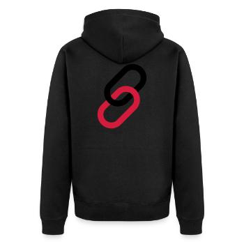 Link als Symbol - Unisex Premium Bio Zip Hoodie - Schwarz - Hinten - Nico (187cm)
