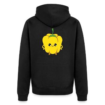 Paprika Yellow - Unisex Premium Organic Zip Hoodie - black - Back - Nico (187cm)