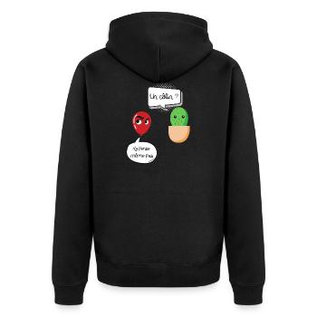 câlin idée cadeau humour, dessin marrant - Veste à capuche bio Premium Unisexe - noir - Dos - Nico (187cm)