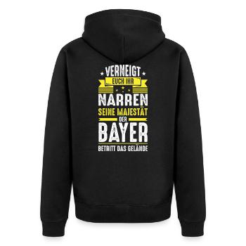 Bayer Bayern Hauptstadt Sprüche - Unisex Premium Bio Zip Hoodie - Schwarz - Hinten - Nico (187cm)