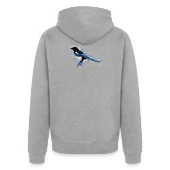 Elster Vogel Vogelfreund Vogelbeobachter - Unisex Premium Bio Zip Hoodie - Grau meliert - Hinten - Nico (187cm)