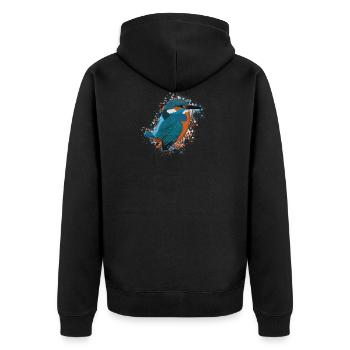 Kingfisher Bird Bird Lover Birdwatcher - Unisex Premium Organic Zip Hoodie - black - Back - Nico (187cm)