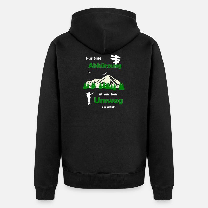 Wandern Spruch Geschenkidee - Unisex Premium Bio Zip Hoodie - Schwarz