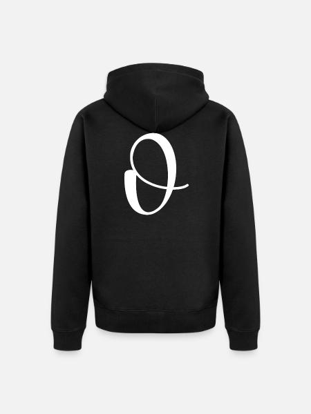 Calligraphy, initial O - Unisex Premium Organic Zip Hoodie - black