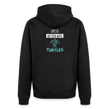 Haustier Ozean Tier Geschenk Meeresschildkröte - Unisex Premium Bio Zip Hoodie - Schwarz - Hinten - Nico (187cm)