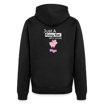 Tierliebhaber Mädchen Farm Tier Geschenk Schwein - Unisex Premium Bio Zip Hoodie - Schwarz - Hinten - Nico (187cm)