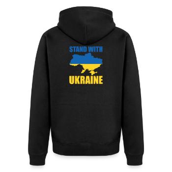STAND WITH UKRAINE Drapeau De L' Ukraine Soutien - Veste à capuche bio Premium Unisexe - noir - Dos - Nico (187cm)