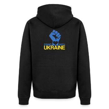 STAND WITH UKRAINE Je Soutien L'Ukraine - Veste à capuche bio Premium Unisexe - noir - Dos - Nico (187cm)