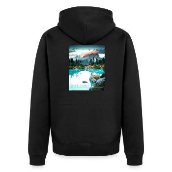 Lago di Sorapiss,Dolomites,lake,landscape - Unisex Premium Organic Zip Hoodie - black - Back - Nico (187cm)