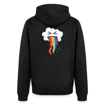 Kawaii Wolke erbricht einen Regenbogen - Unisex Premium Bio Zip Hoodie - Schwarz - Hinten - Nico (187cm)